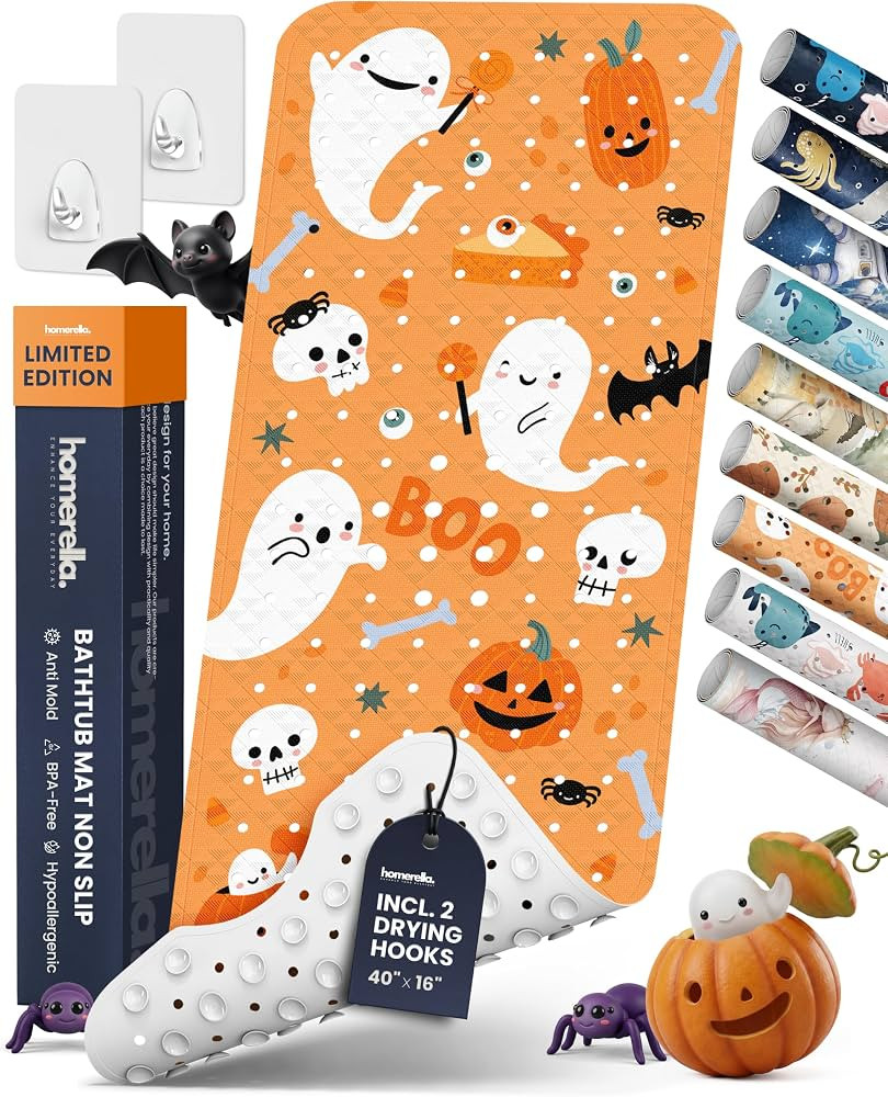homerella Halloween Non-Slip & Anti-Mold Bathtub Mat for Baby & Kids 40x16 | Amazon (US)
