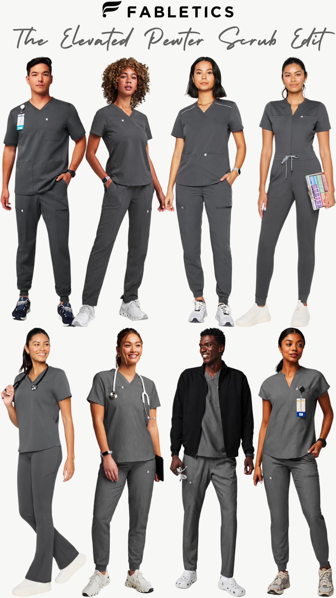 @Fabletics Scrubs | The Elevated Pewter Scrub Edit in Onyx & Heather Grey

Fabletics scrubs in Onyx + Heather Grey are giving the elevated pewter scrub look — polished, modern, and way more expensive-looking than basic workwear. 🩶

I pulled together the scrub pieces I’d shop first if you want that clean charcoal grey / pewter / slate grey vibe that looks professional but still feels comfortable enough for long shifts. 

These are the kinds of scrub sets that instantly make you look more put together without feeling stiff, boxy, or boring.

As a nurse, I know scrubs have to actually work. They need to move with you, feel breathable, have functional pockets, hold up through busy shifts, and still look good after hours of running around. 

This edit is for the healthcare girlies who want scrubs that feel practical but still cute enough to be excited to wear.

The colors featured are Onyx + Heather Grey, but the overall vibe gives that trending pewter scrub look — dark grey, charcoal, slate, heather grey, clean uniform energy.

Why this edit works:
- Pewter grey scrubs look sleek and professional
- Onyx + Heather Grey are easy to mix and match
- Matching scrub sets make shift outfits feel more polished
- Grey scrubs are trending hard right now
- Fabletics gives that sporty, comfortable, functional fit
- Perfect if you want scrubs that don’t look basic

Perfect for: nurses, nursing students, clinical rotations, healthcare workers, hospital shifts, med spa uniforms, dental office uniforms, medical assistants, travel nursing, long 12-hour shifts, and everyday professional scrubs.

If you want scrubs that feel comfortable, flattering, functional, and elevated, this pewter-inspired Fabletics edit is the one I’d check first.

↓ Everything is linked!

#LTKSaleAlert #LTKWorkwear #LTKTravel