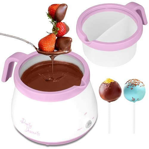 Party Desserts Candy and Chocolate Melting Pot with 2 Pots, Mini Electric Fondue Pot, Melts Candy Chocolate in a Couple of Minutes, Ideal for Cake Pops Cookies Cakes, 2.5 Cups, Pink | Amazon (US)