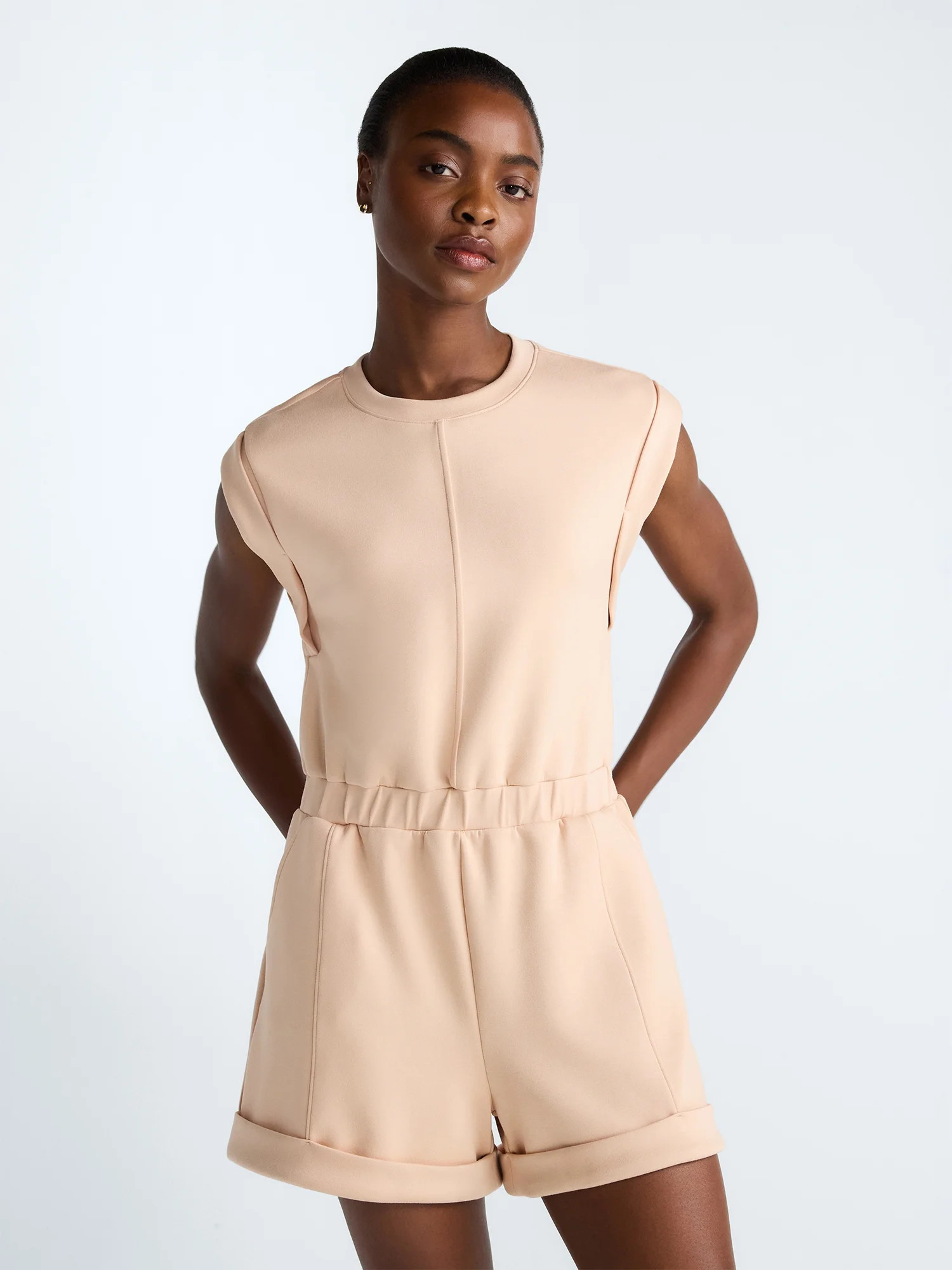 Scoop Women's and Women's Plus Scubaknit Crewneck Romper, Sizes XS-4X | Walmart (US)