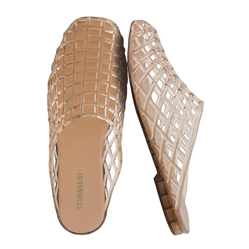 CUSHIONAIRE Lab Jelly Flats for Women, Closed Toe Slip On Lightweight Womens Mules with Woven Design and Cushioned Comfort, MOCHA 8 | Amazon (US)