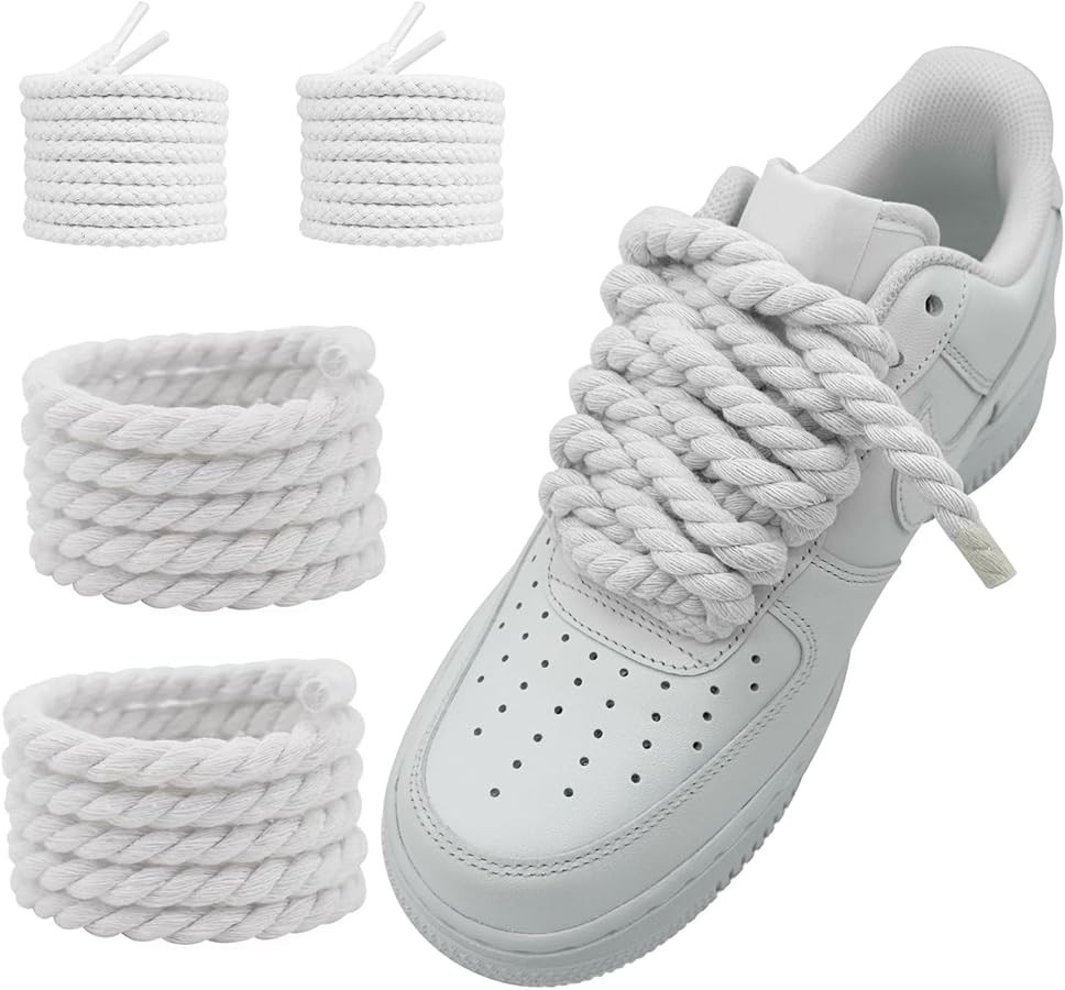 NDTEZUGT Thick Rope Shoe Laces Strings for Air Force 1, Round Cotton Chunky Shoelaces Replacement... | Amazon (US)