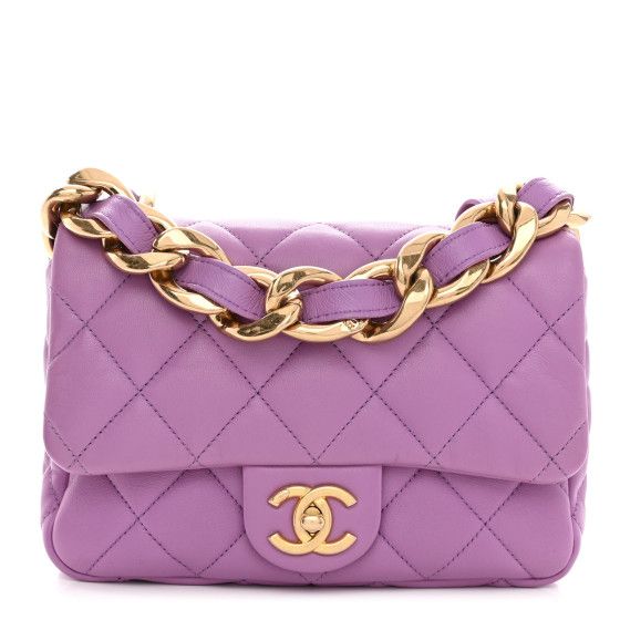 Lambskin Quilted Small CC Funky Town Flap Purple | FASHIONPHILE (US)