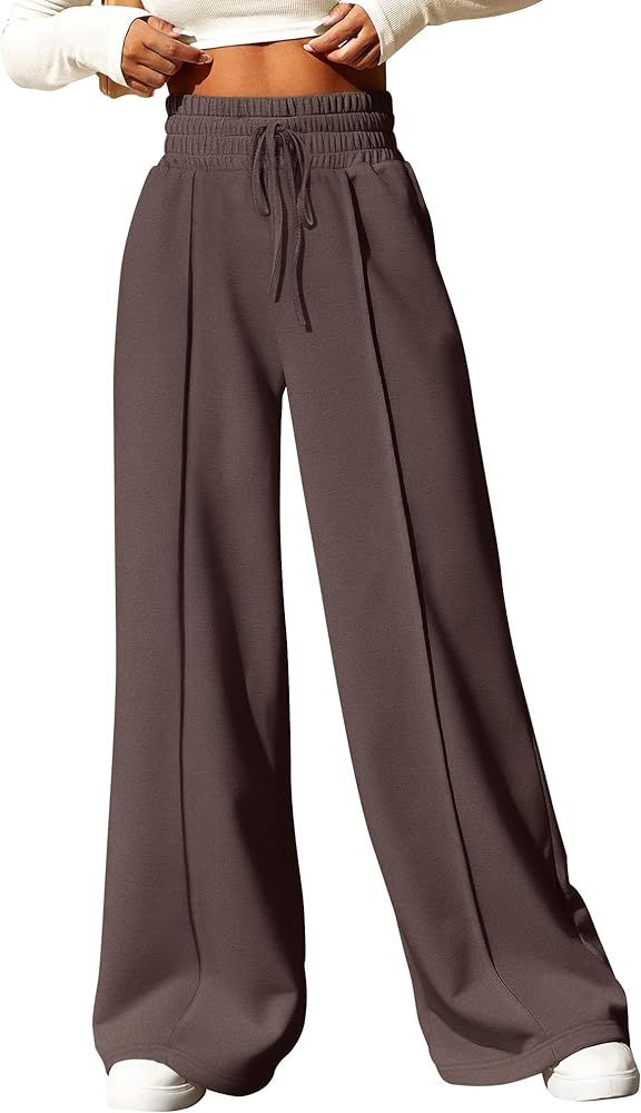 BTFBM Womens Wide Leg Sweatpants Casual Loose Solid Color Pants Comfy Lounge Joggers Baggy Sweatp... | Amazon (US)