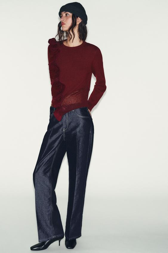 FLORAL TEXTURED KNIT JUMPER | Zara US