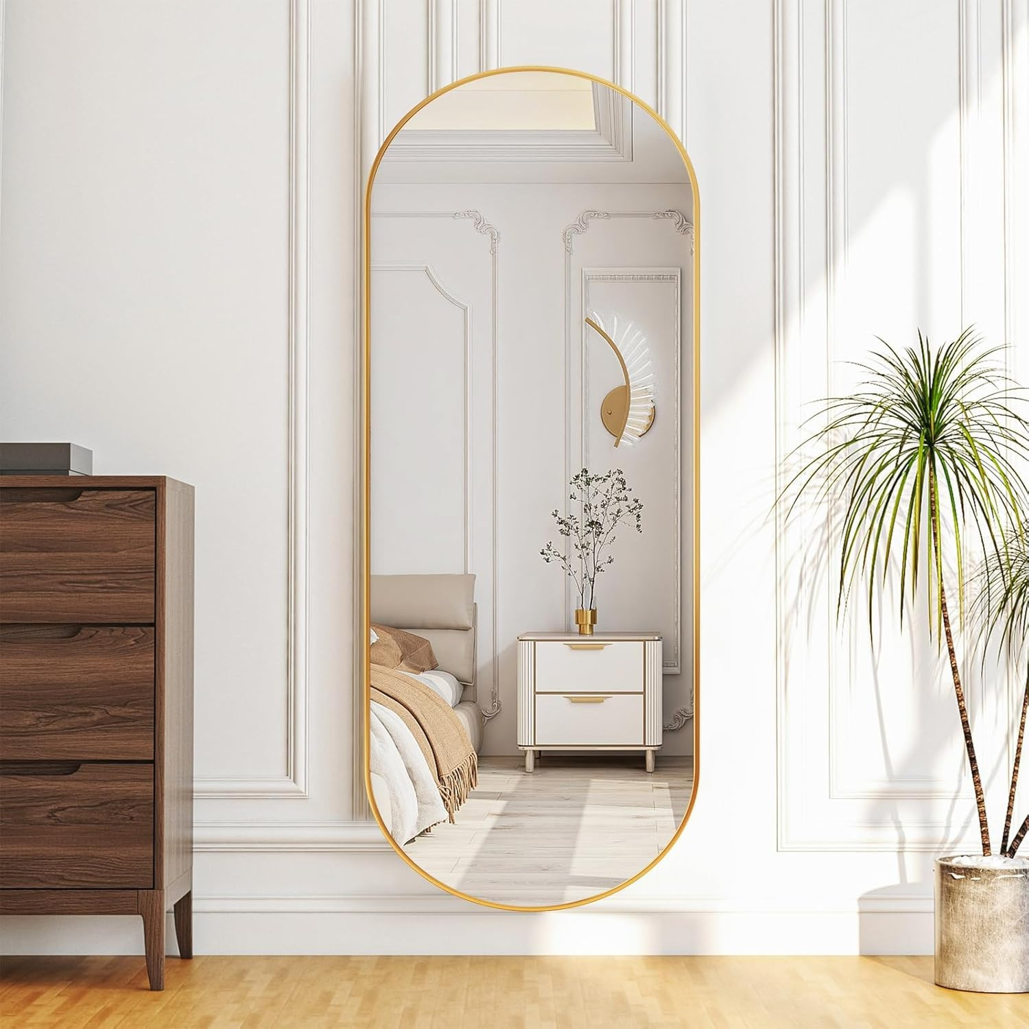 Arched Full Length Floor Mirror, Oval Full Floor Mirror, Large Wall Mounted Arched-Top Body for L... | Amazon (US)