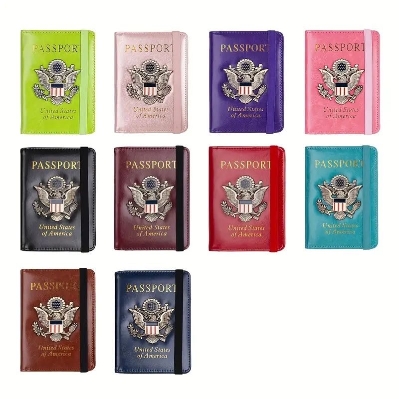 RFID Blocking PU Leather 3D Metal Badge Passport Holder, Travel Document Passport Organizer | Temu Affiliate Program