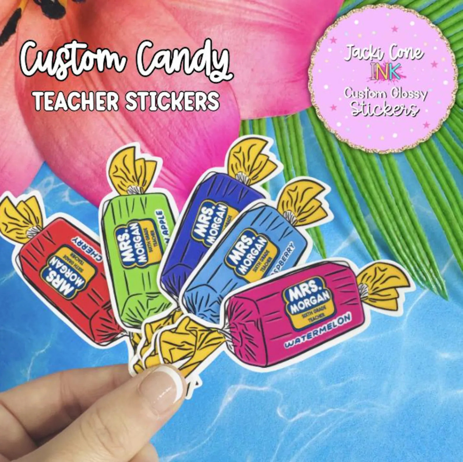 Custom Candy Teacher Sticker | High Gloss Vinyl Sticker | Personalized Teacher Gift |Custom Name ... | Etsy (Global)