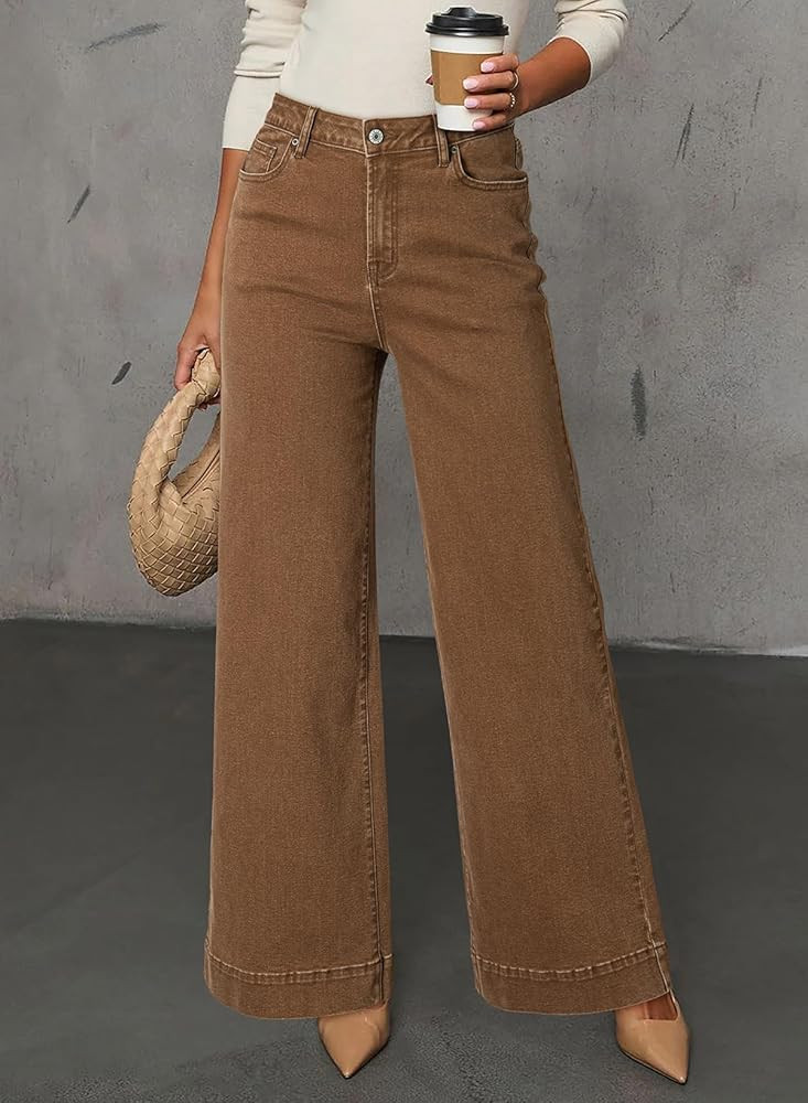 Dokotoo Women's Casual High Waisted Jeans Stretch Wide Leg Loose Denim Pants with Pockets | Amazon (US)