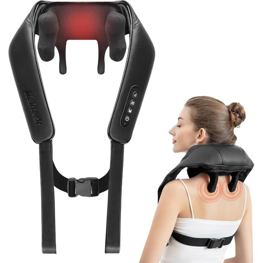 Nekteck - Cordless 6D Shiatsu Neck and Back Massager - Black | Best Buy U.S.