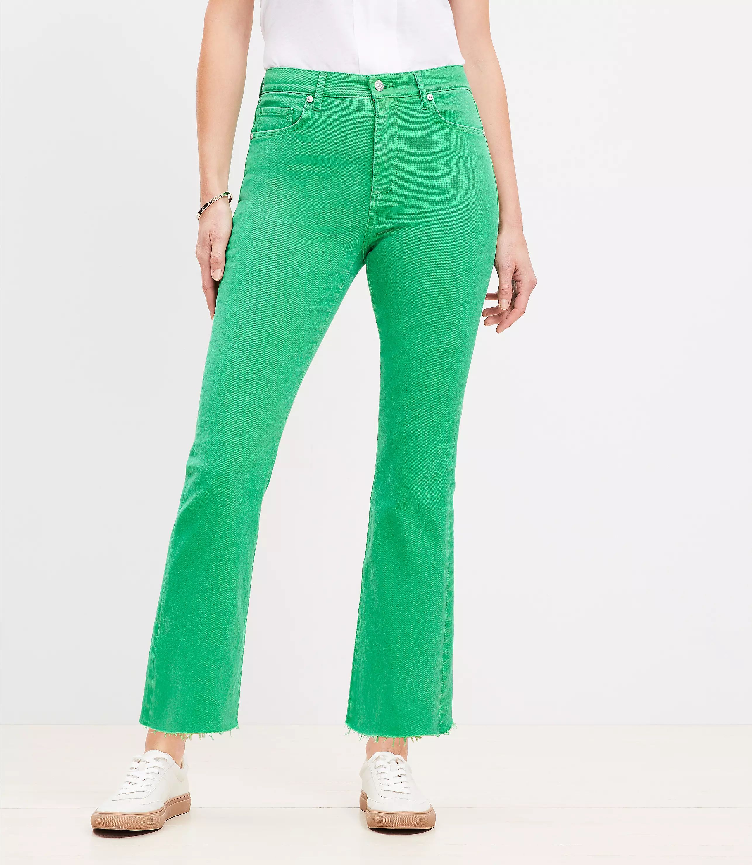 Fresh Cut High Rise Kick Crop Jeans in Juicy Lime | LOFT