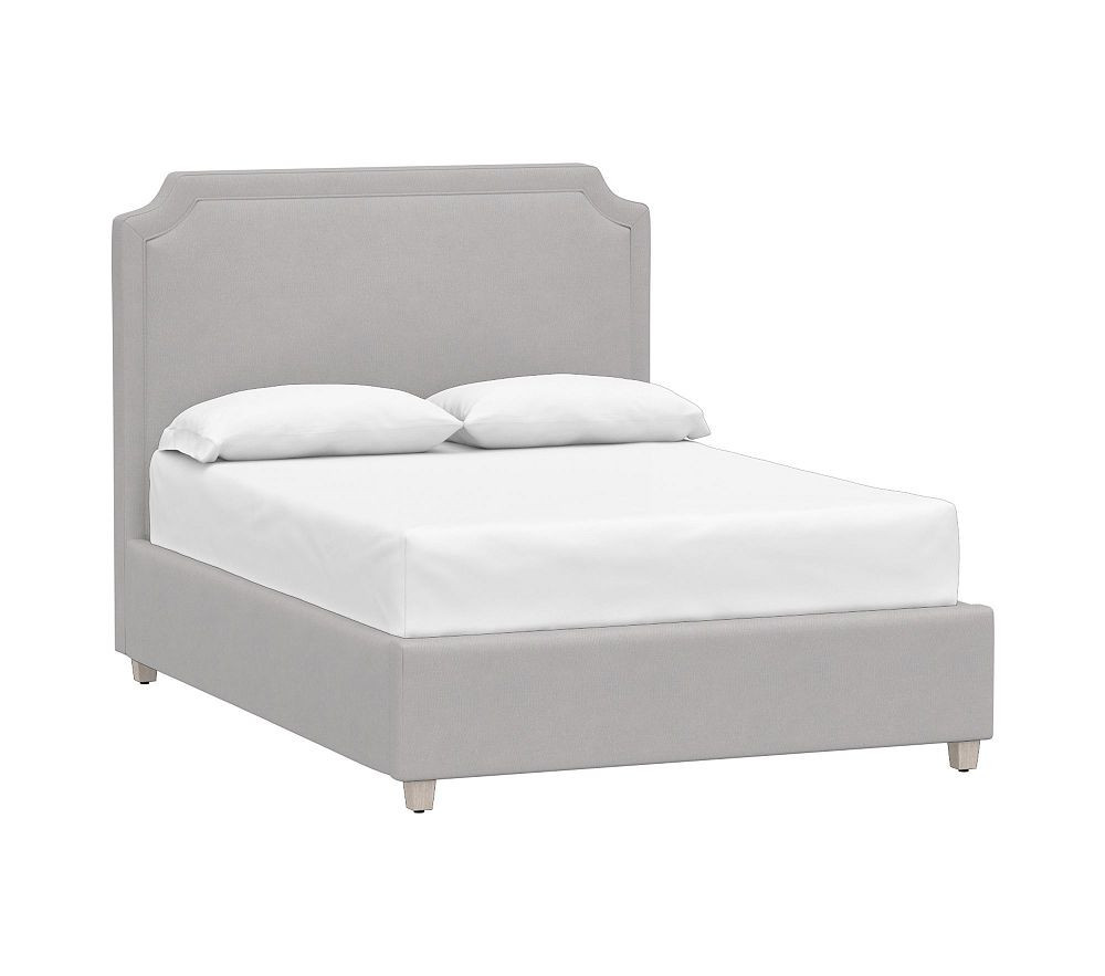 Ava Upholstered Storage Bed Full Performance Linen Blend Gray | Pottery Barn Kids