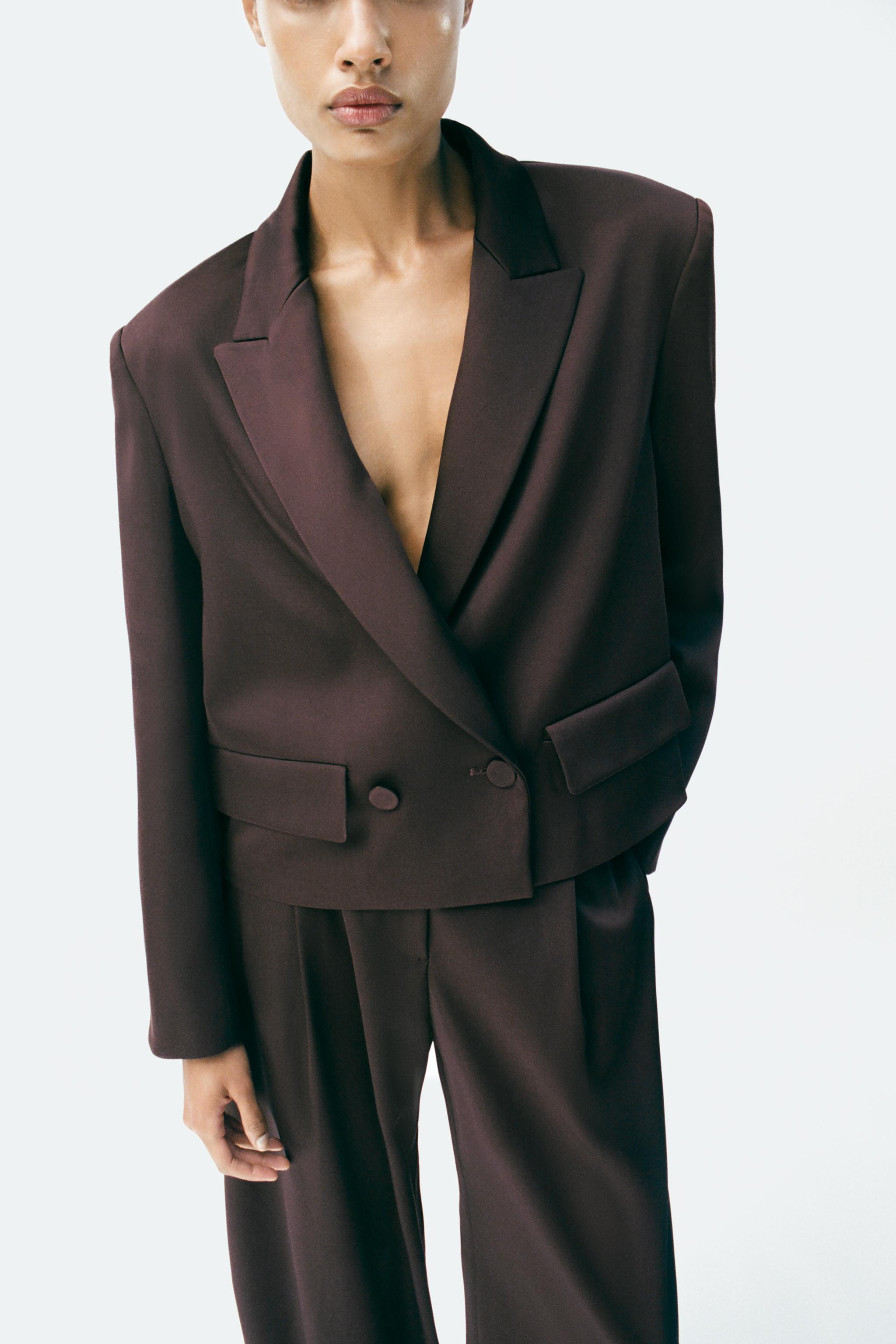 SATIN DOUBLE BREASTED BLAZER | Zara US