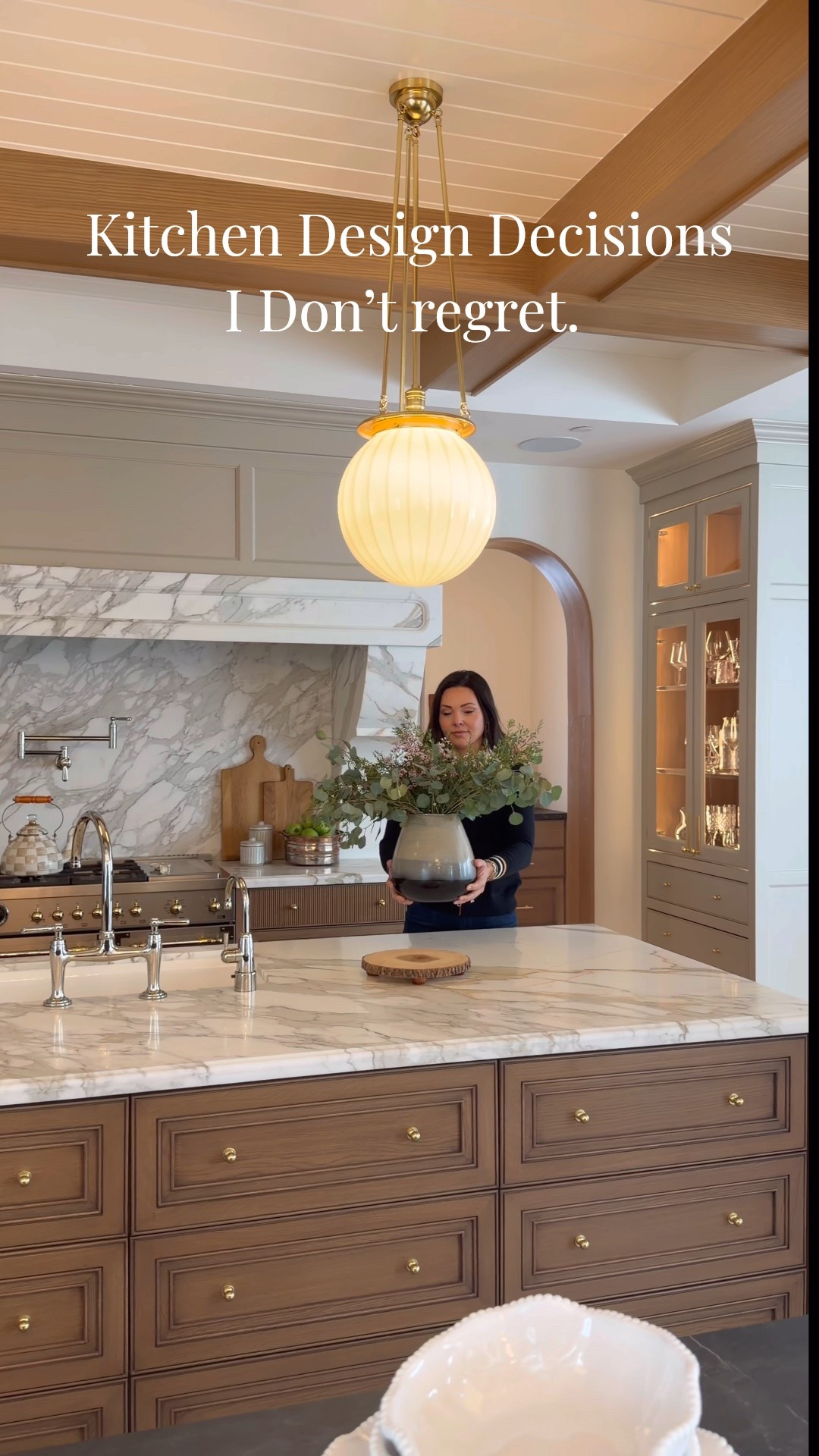 My custom kitchen tour! 
Pendant lighting 
Kohler faucets, pottier, and sinks
Brass cabinet hardware 
Marble hood and countertops 
Jeans that make your butg look good👌🏼

#LTKHome