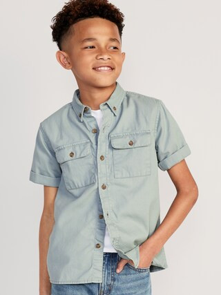 Short-Sleeve Utility Pocket Twill Shirt for Boys | Old Navy (US)