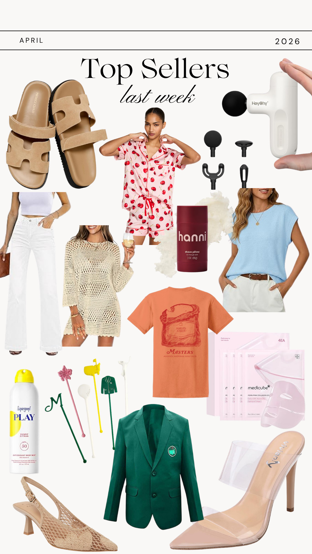Best sellers from last week





Masters prep, green jacket, golf, clear heels, shoes, shoe lover, white jeans, sandals, pajamas, hanni pillow stick, massager, drink stirrers, tshirts, sunscreen, face masks, summer sweater, short sleeve sweater, spring looks, spring 2026, summer clothing, spring clothing, casual outfits, deals, sales, target finds, amazon finds, womens, mens, sports, outdoors, 
 

 #LTKootd #LTKSeasonal #LTKSwim