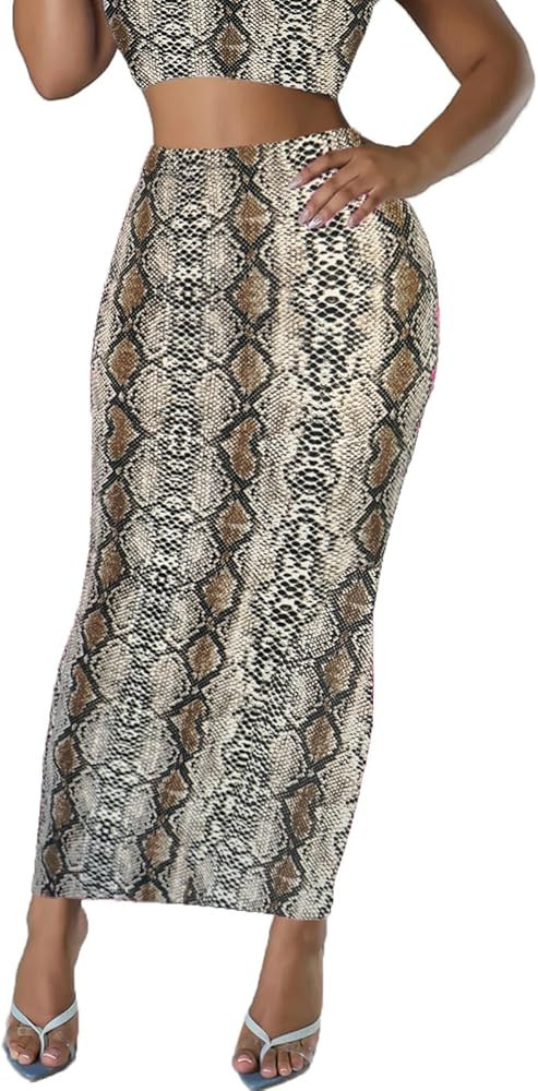 Women's Long Pencil Skirt - High Waisted Summer Fall Y2K Club Bodycon Tight Maxi Skirts | Amazon (US)