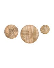 3pc Kayden Carved Wood Disc Set | TJ Maxx