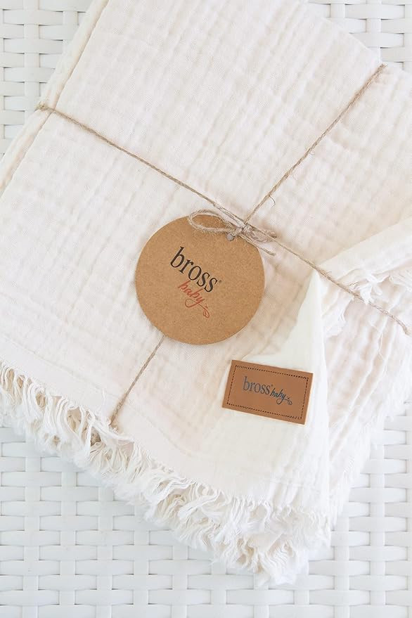 BROSS 100% Cotton Unisex Baby Blanket, 4-Layers, 110 * 120 cm, Swaddle Blanket for Newborn Babies... | Amazon (US)