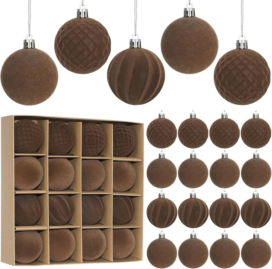 Artmag 16 Pcs Velvet Christmas Balls Hanging Ornaments Set, Shatterproof Plastic Flocked Christma... | Amazon (US)