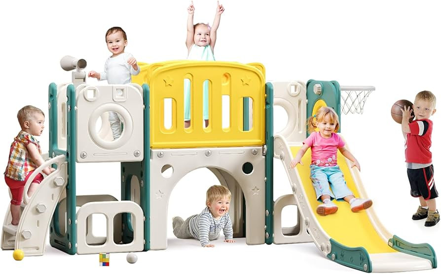 8 in 1 Toddler Slide Set, Kids Slide for Toddlers Age 1+, Toddler Climber Slide PlaySet with Bask... | Amazon (US)