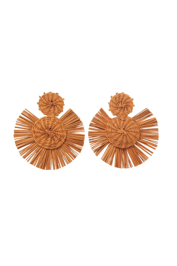 Rosario Iraca Palm Earrings - Orange | Confête