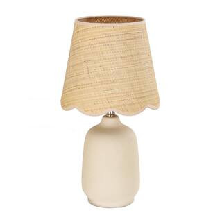 Uixe 18.9 in. Cream Ceramic Table Lamp with Cone-Shaped Lampshade (Set of 1) SSL-2002CR - The Hom... | The Home Depot