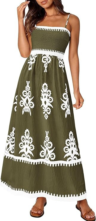 PRETTYGARDEN Summer Dress for Women 2026 Floral Sundress Spaghetti Strap Flowy Beach Vacation Boh... | Amazon (US)