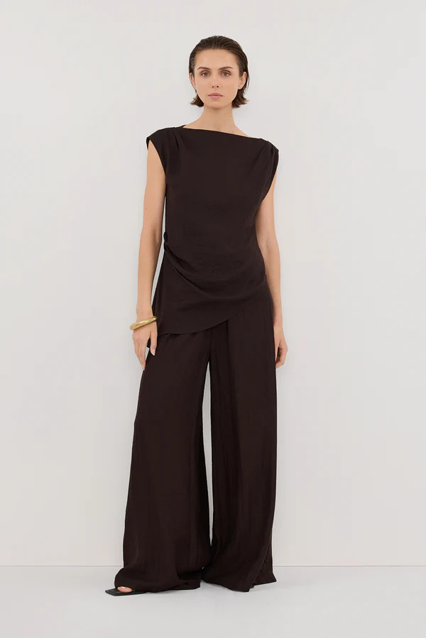 SHYLA BITTER CHOC WIDE LEG PANT | DISSH