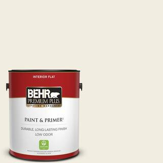BEHR PREMIUM PLUS 1 gal. #12 Swiss Coffee Flat Low Odor Interior Paint & Primer 101201 - The Ho... | The Home Depot
