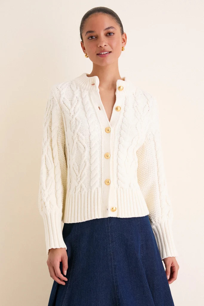 Ivory Cotton Colette Cardigan | Tuckernuck (US)