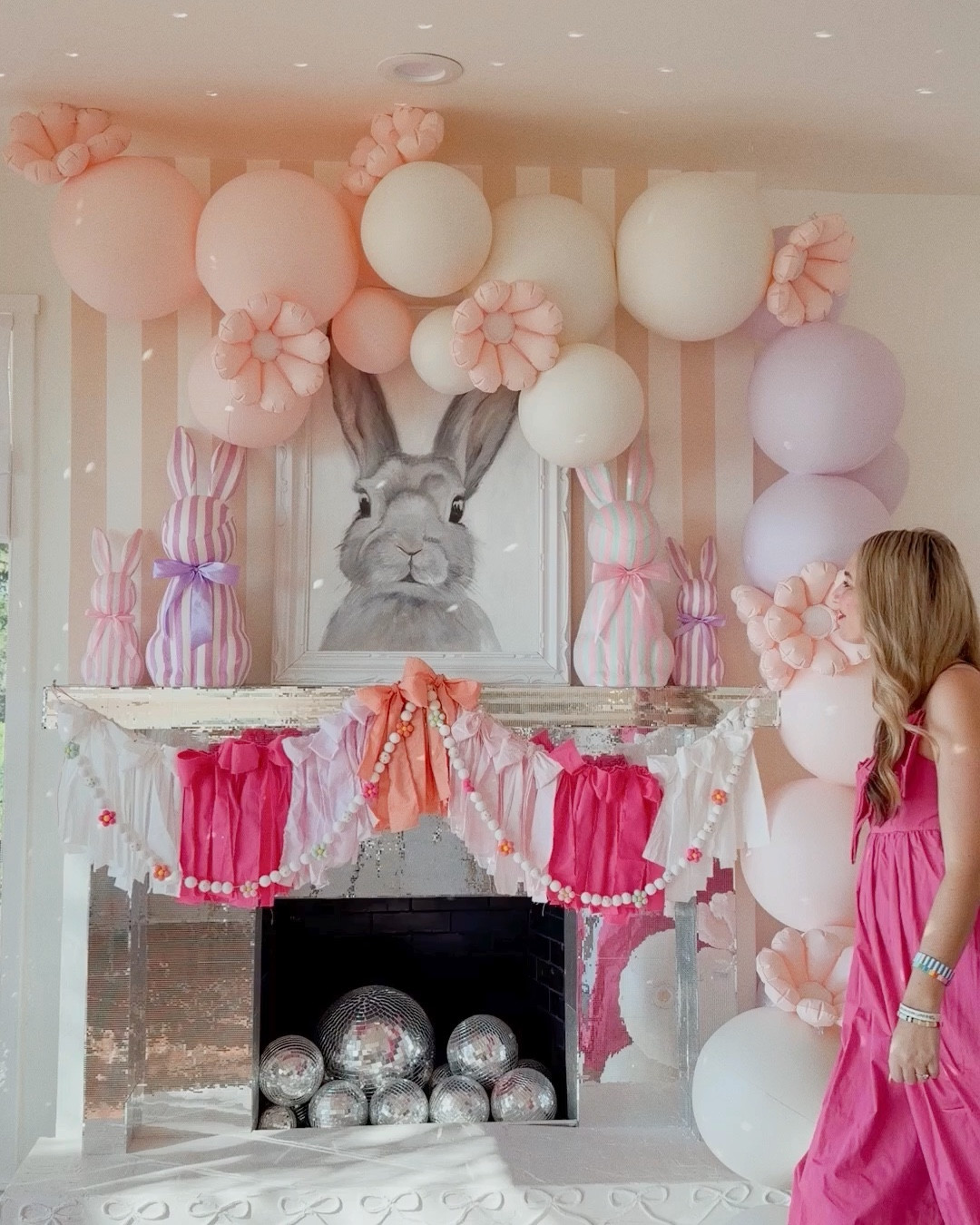 Easter mantle reveal 🐰✨ Bringing all the soft spring magic to life and I’m completely in love with this balloon garland from @minnidip the prettiest finishing touch 💗

#LTKSeasonal #LTKstorytime #LTKHome