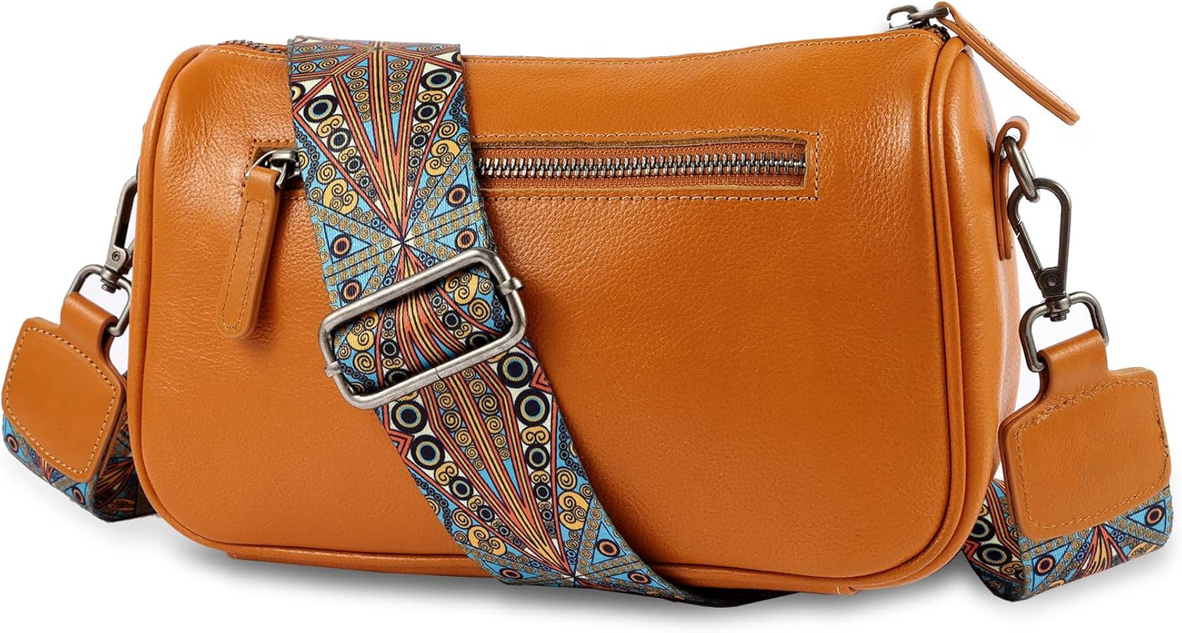 Genuine Leather crossbody bag for Women-Leather purse Shoulder Handbag with Bohemian wide strap | Amazon (US)