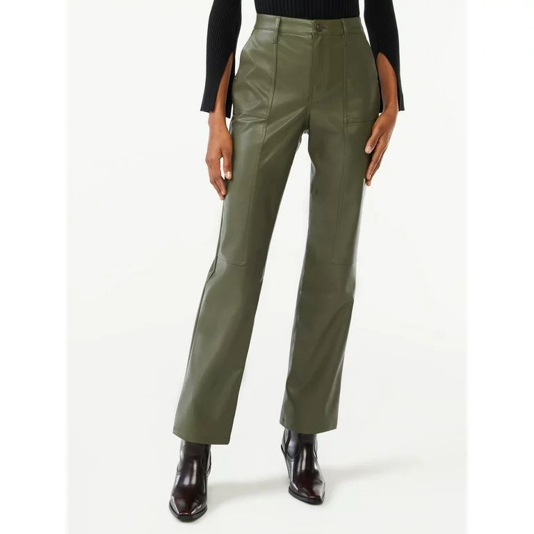 Scoop Women's Faux Leather Straight Pants - Walmart.com | Walmart (US)