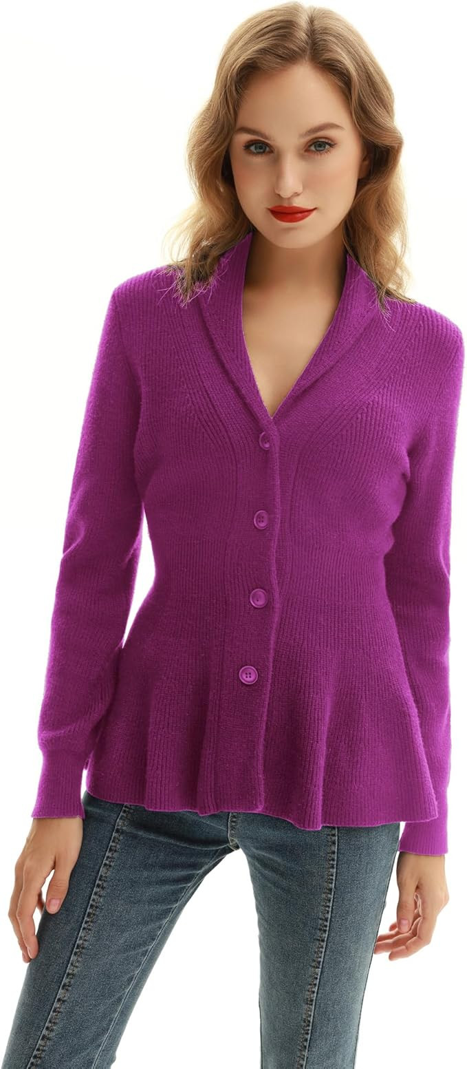 Belle Poque Women Vintage Cardigan Sweater Shawl Lapel Button Down Sweater Outwear Coat | Amazon (US)