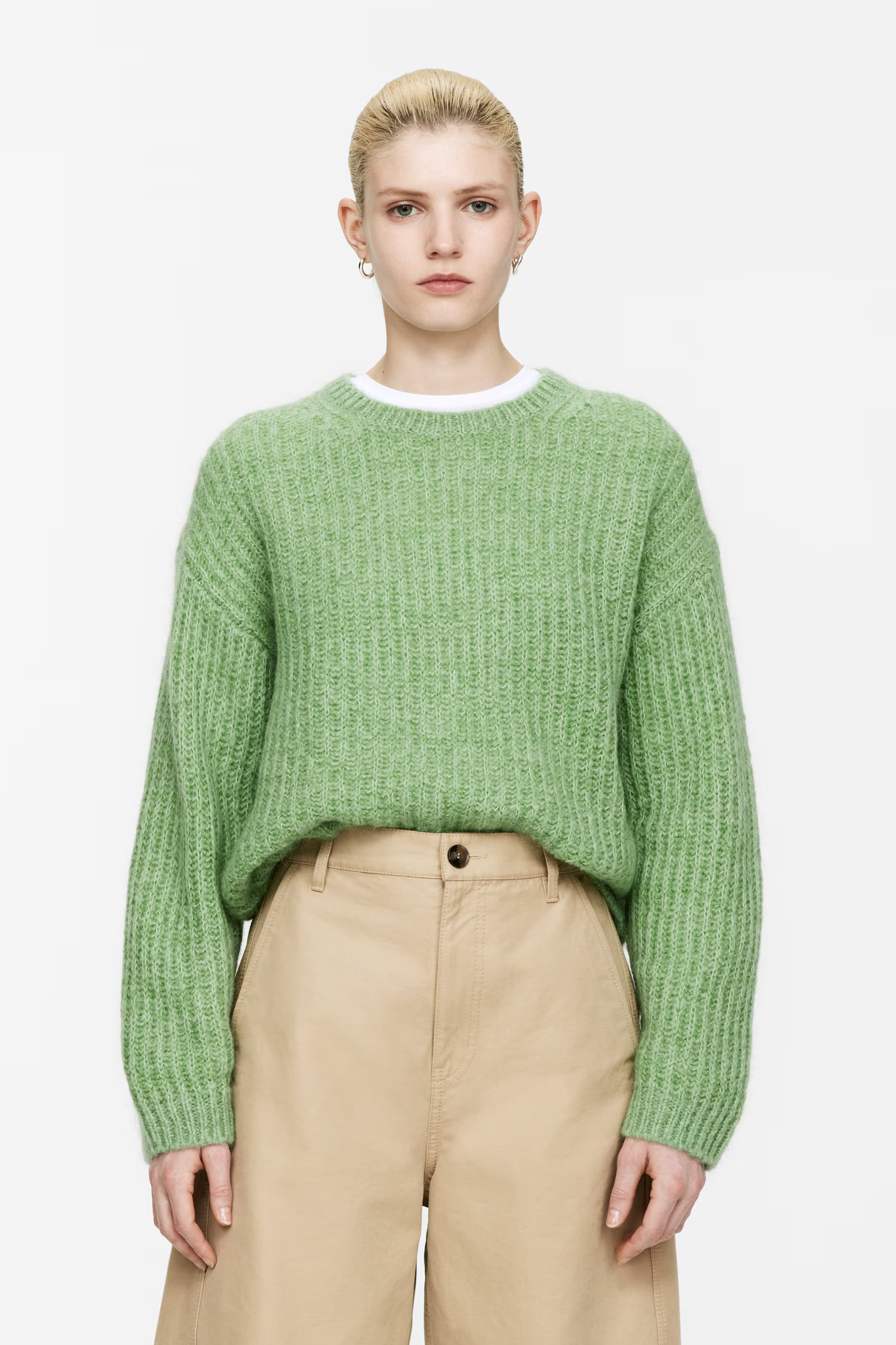 Wool-Mohair Blend Jumper - Green - Ladies | H&M GB | H&M (UK, MY, IN, SG, PH, TW, HK)