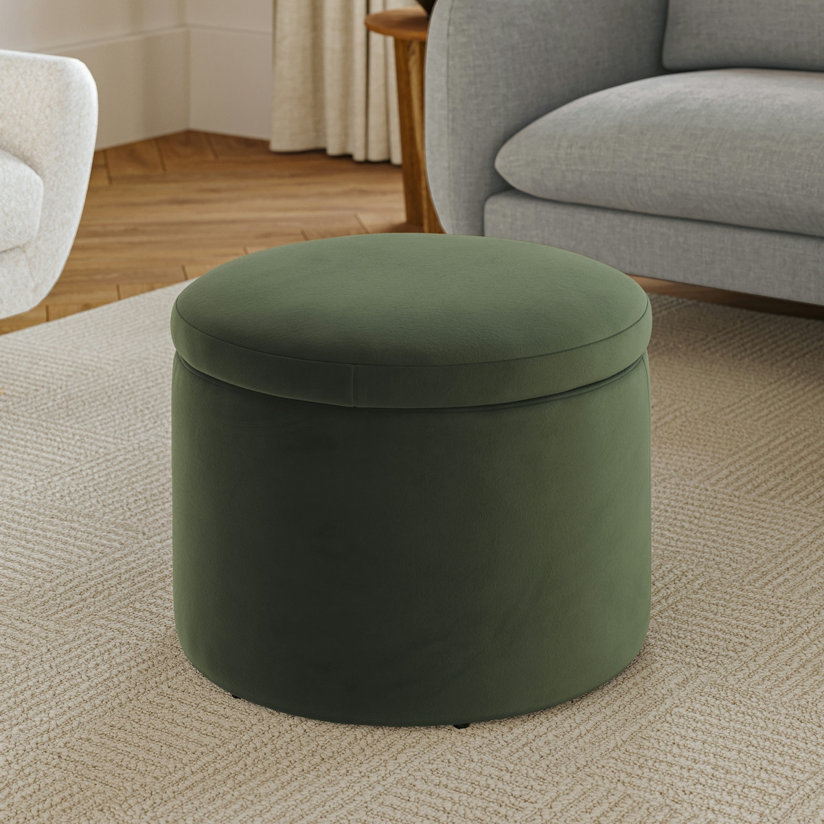Benson 23.5" Velvet Storage Ottoman - Hale Fir Green | Article