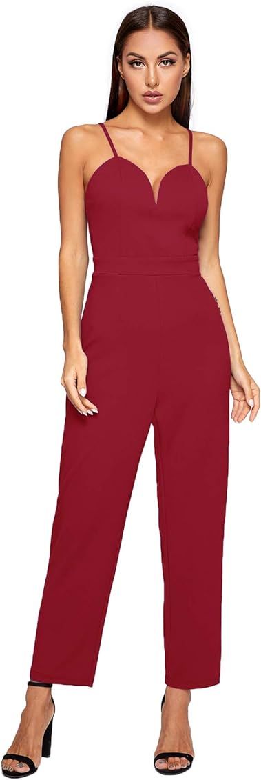 Romwe Women's Elegant Sweetheart Neck Strapless Stretchy Party Romper Jumpsuit | Amazon (US)