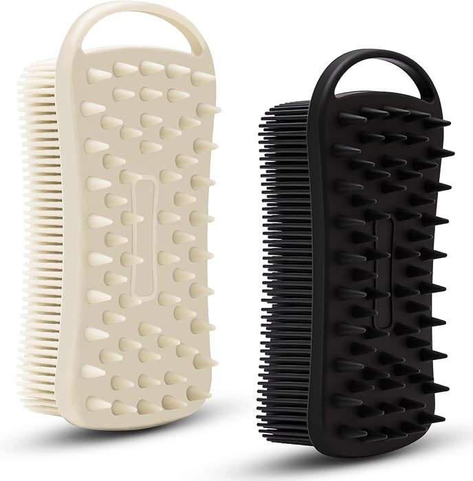 2 PC Silicone Body Scrubber, 2 in 1 Exfoliating Shower Bath Scrubber, Soft Silicone Loofah for Se... | Amazon (US)