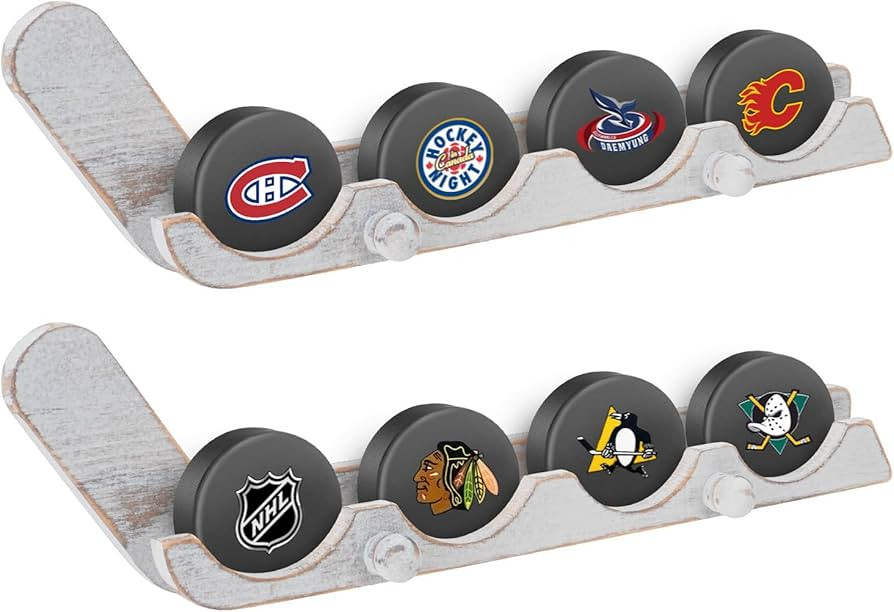 2 Pack Hockey Puck Display Cases - Wooden Ice Hockey Wall Mount Holder with Hook - Hockey Puck Ho... | Amazon (CA)