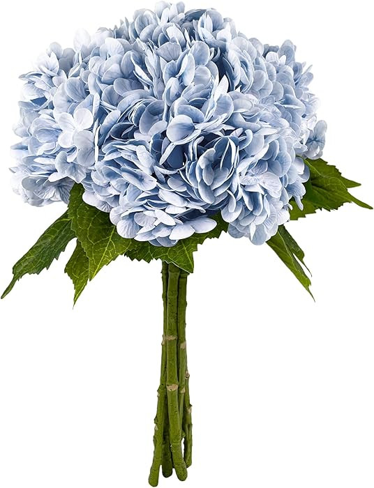 Yatim 21In Blue Artificial Hydrangea Flowers 5 Pcs Real Touch 3D Print Latex Flowers for Wedding ... | Amazon (US)