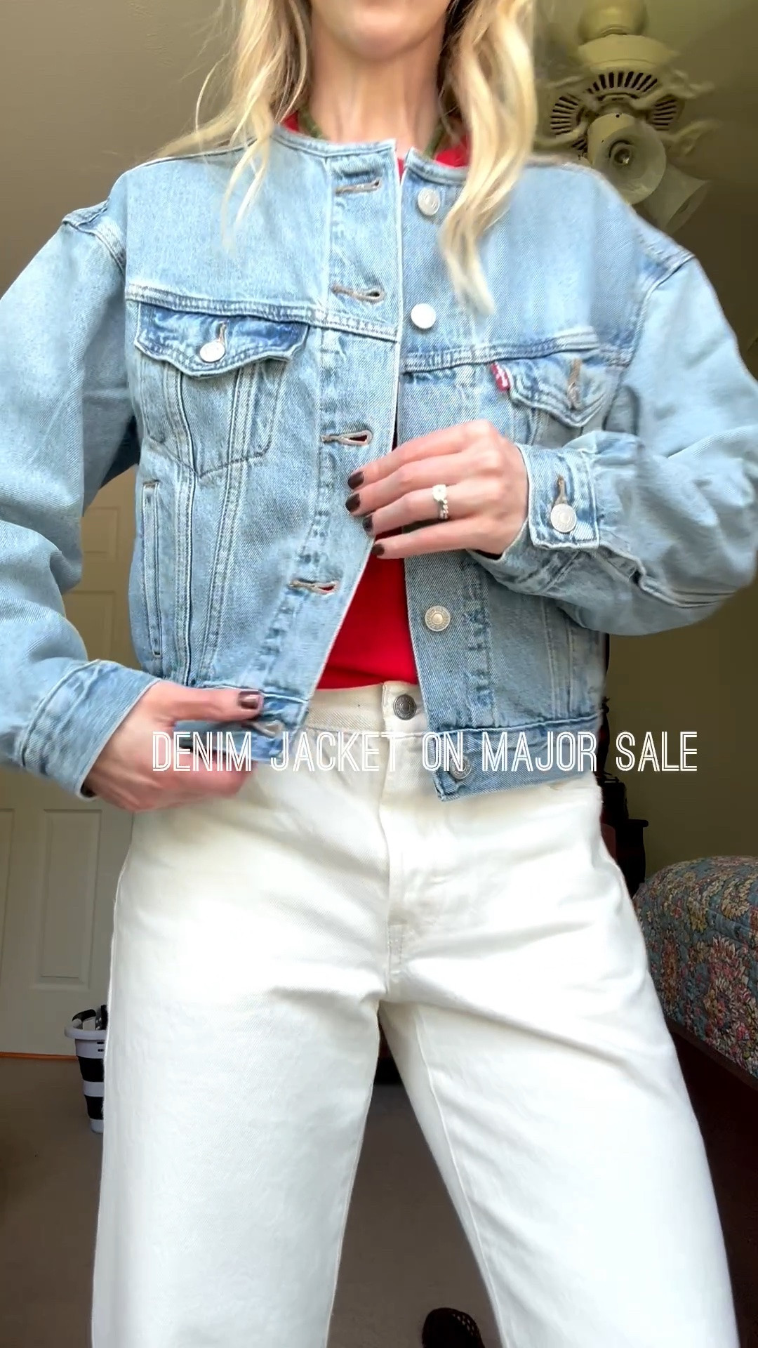 Denim jacket from @levi on major sale - love this cropped fit and the collarless style is perfect for wearing with scarves

#LTKSaleAlert #LTKSeasonal #LTKOver40