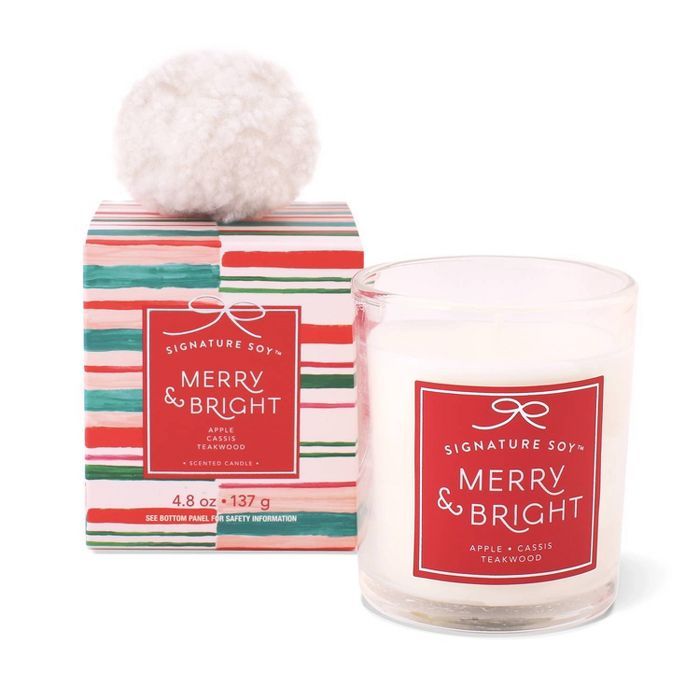 4.8oz Glass Jar Candle with Box Merry &#38; Bright - Signature Soy | Target