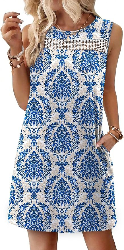WIHOLL Summer Dresses for Women 2026 Beach Vacation Spring Fashion Clothing Lace Mini Tank Dress ... | Amazon (US)