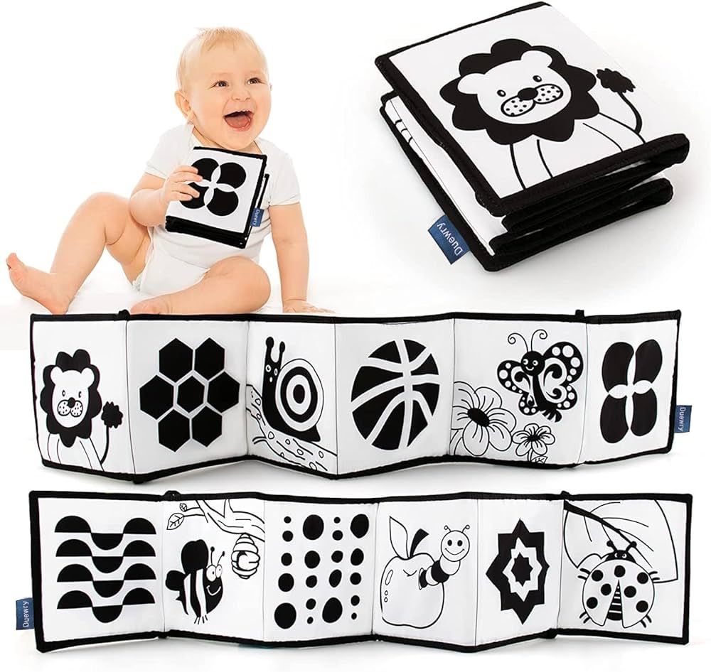 KaPing My First Black and White High Contrast Soft Book for Baby, Infant Tummy Time Cloth Book To... | Amazon (US)