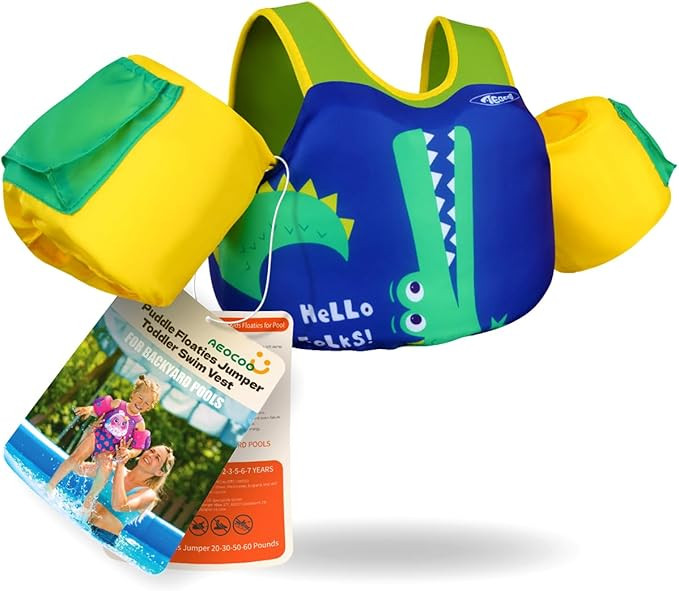 Puddle Float Jumper 20-30-50-60-70 Pounds, Toddler Swim Vest for 1-3-5-6-9 Years Old, Pool Floats... | Amazon (US)