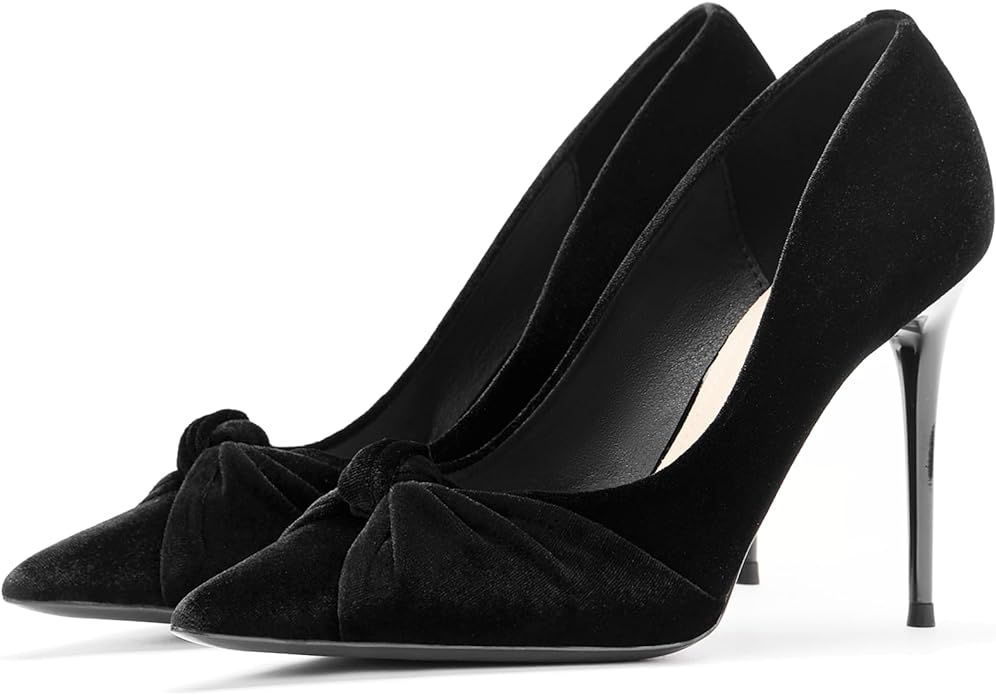 stylewe Velvet Heels for Women, Dressy High Heels with Twist Bow Knot, Stiletto Heels for Women | Amazon (US)