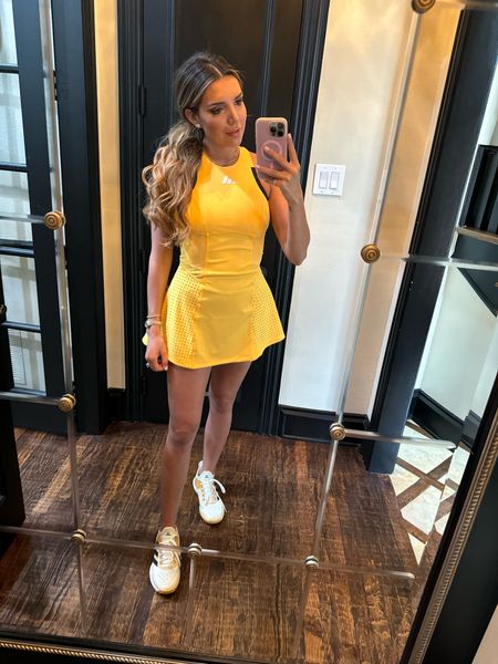 the perfect tennis outfit🤩 love the silhouette of this @adidas dress. It cinches the waist perfectly and is very breathable for these hot summers! I got a small + my true size in the court shoes! 

Active wear, tennis clothes, pickleball, court shoes, tennis shoes

#LTKShoeCrush #LTKFitness #LTKActive