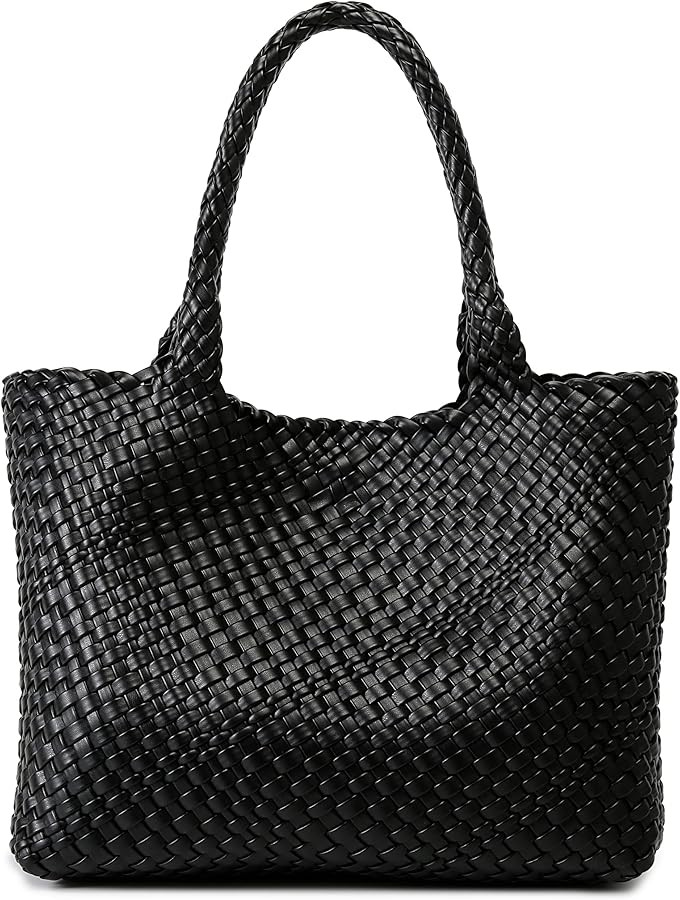 Woven Bag for Women, Fashion Top Handle Shoulder Bag Vegan Leather Shopper Bag Large Travel Tote ... | Amazon (US)