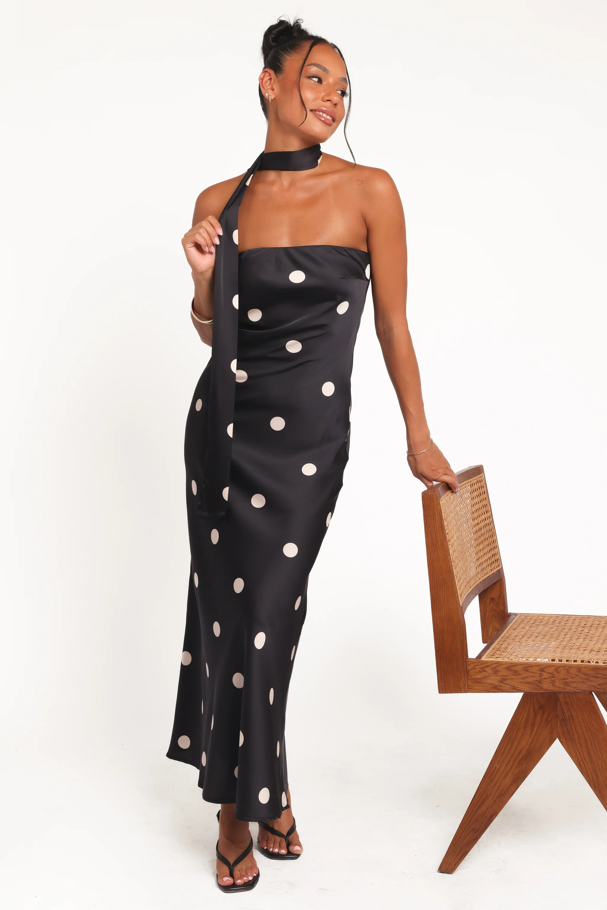 Jutta Strapless Maxi Dress - Black Polka Dot | Petal & Pup (US)